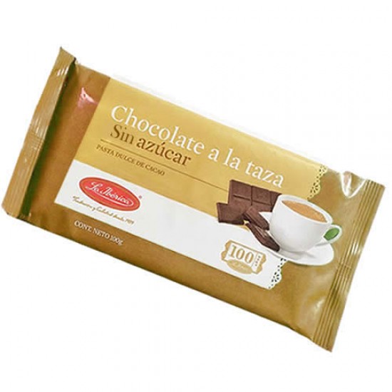LA IBERICA CHOCOLATE TABLET FOR CUP - NO SUGAR , TABLET X 100 GR