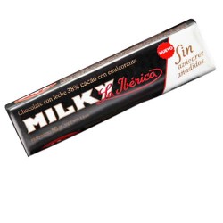LA IBERICA MILKY CHOCOLATE BAR - NO SUGAR , BOX OF 10 UNITS