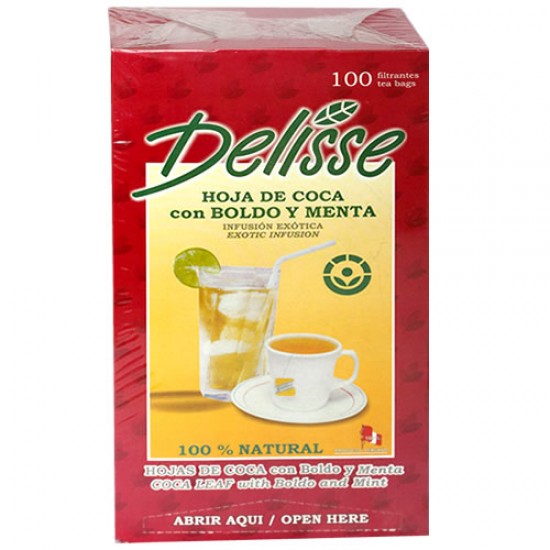 DELISSE - ANDEAN LEAF TEA WITH BOLDO AND MINT, BOX OF 100 TEA BAGS