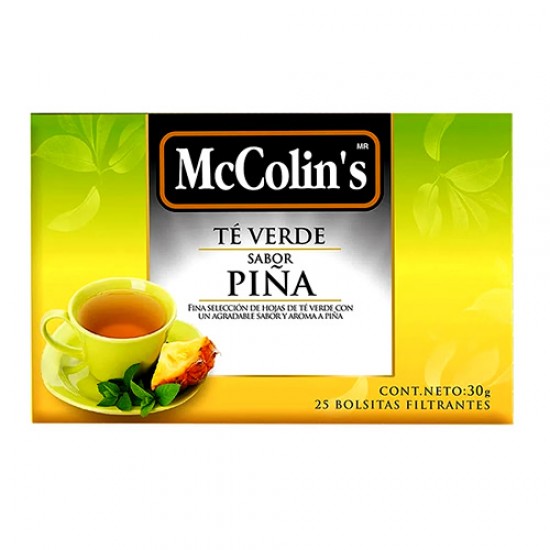 MCCOLIN'S GREEN TEA INFUSIONS  PINEAPPLE  FLAVORED , BOX OF 25 TEA BAGS
