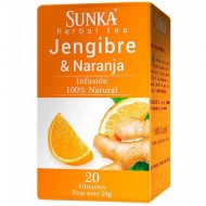 GINGER & ORANGE HERBAL TEA INFUSIONS - SUNKA , BOX OF 20 TEA BAGS