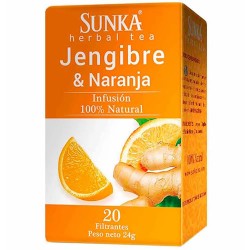 GINGER & ORANGE HERBAL TEA INFUSIONS - SUNKA , BOX OF 20 TEA BAGS