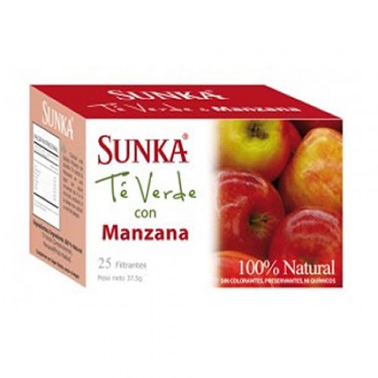 SUNKA INFUSION GREEN TEA WITH APPLE FLAVORED, BOX OF 25 UNITS