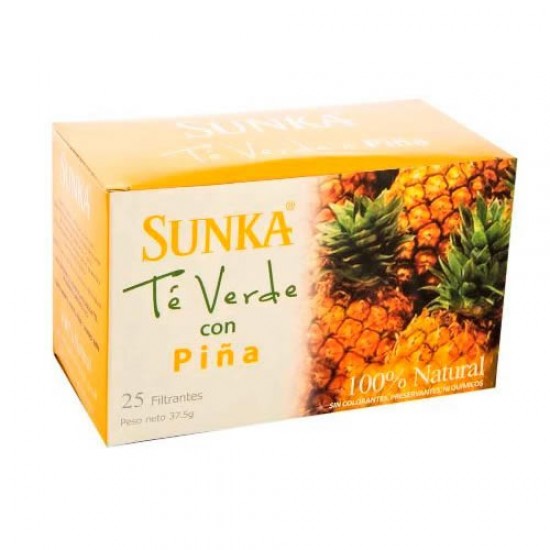 SUNKA GREEN TEA INFUSIONS & PINEAPPLE FLAVORED  , BOX OF 25 TEA BAGS